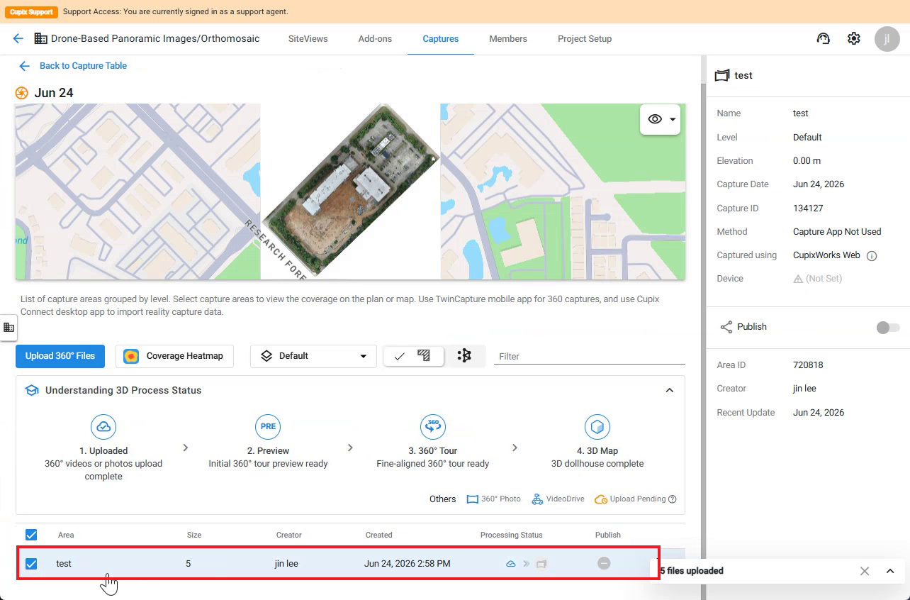 Understanding 3D Process Status showing upload and processing progress