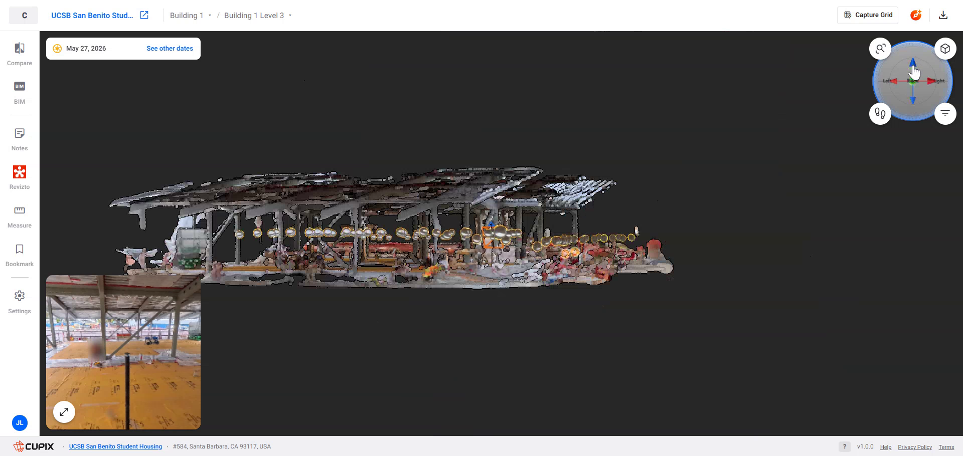 Segmentation colours on an aerial 3D reconstruction