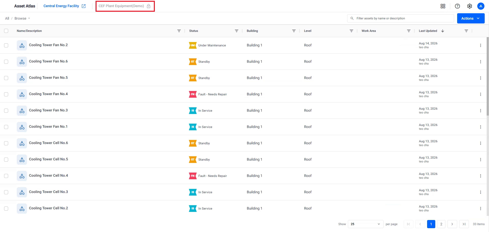 AssetAtlas header with the asset category type selector locked and boxed in red, showing a padlock icon