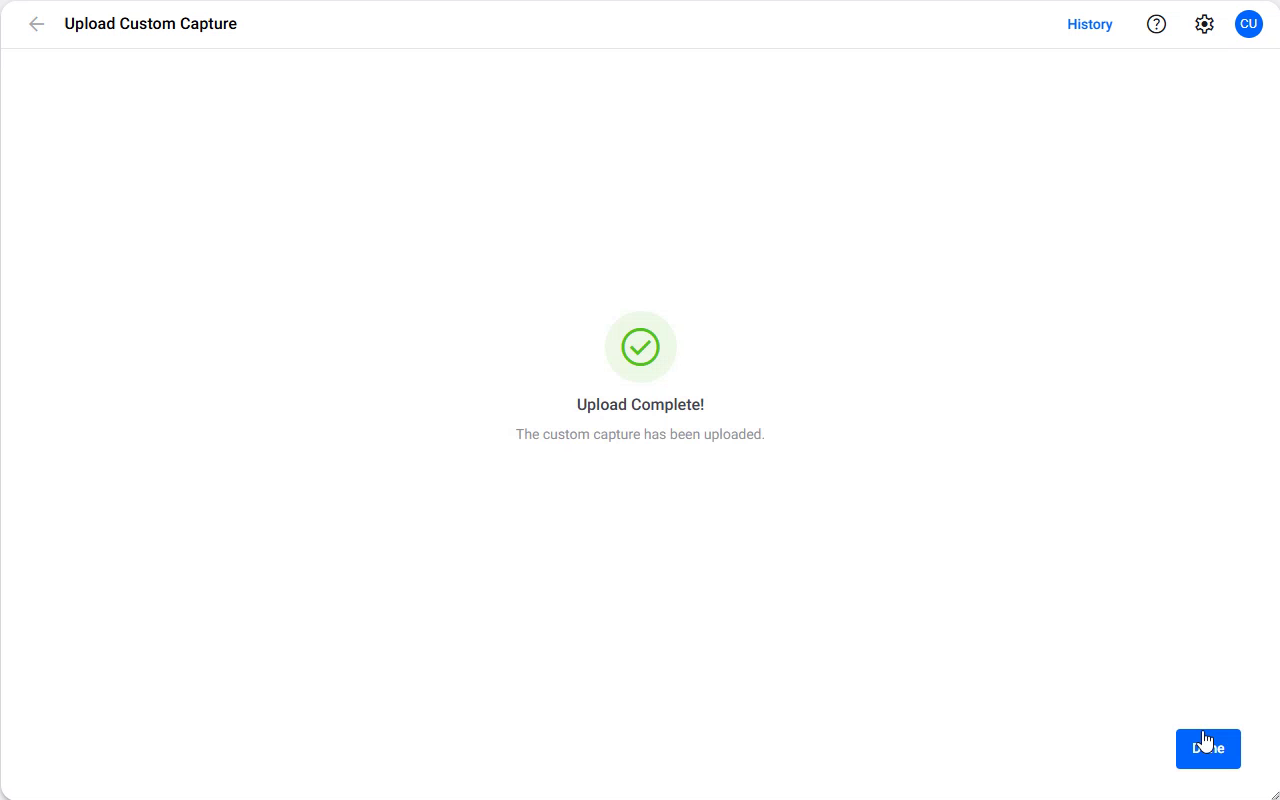 Upload Complete for a custom capture