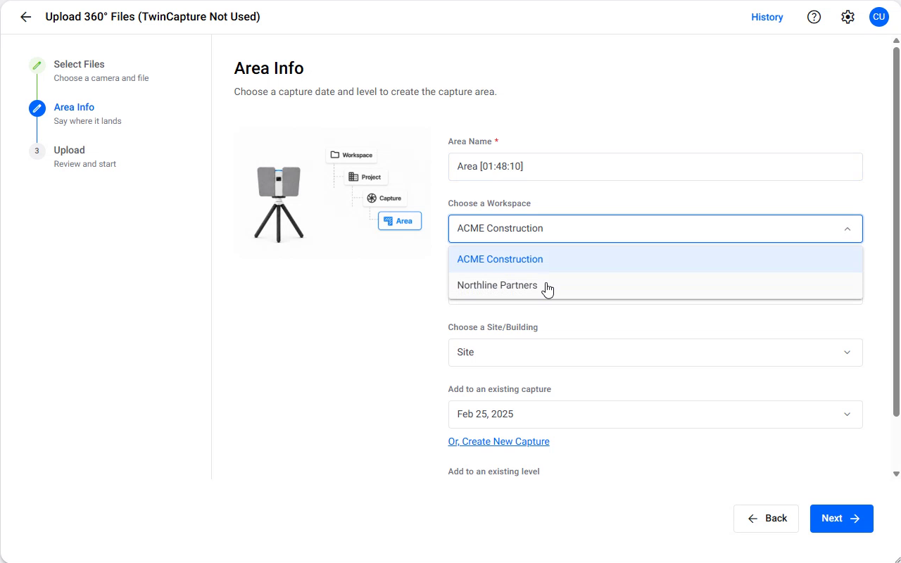 Area Info for a 360° file upload