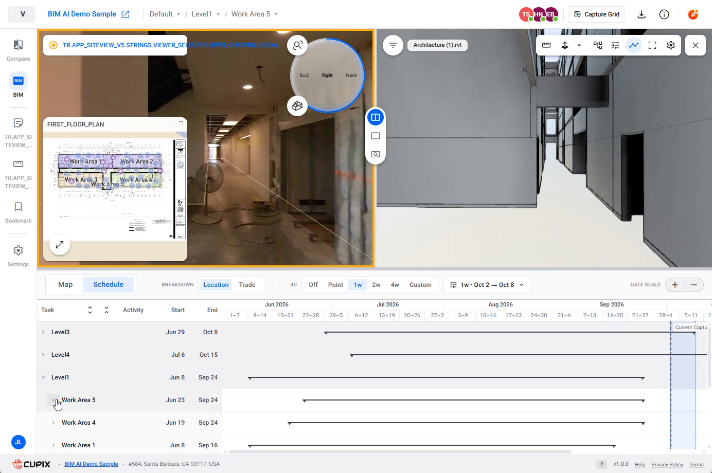 Level1 expanded to its work areas under BREAKDOWN › Location