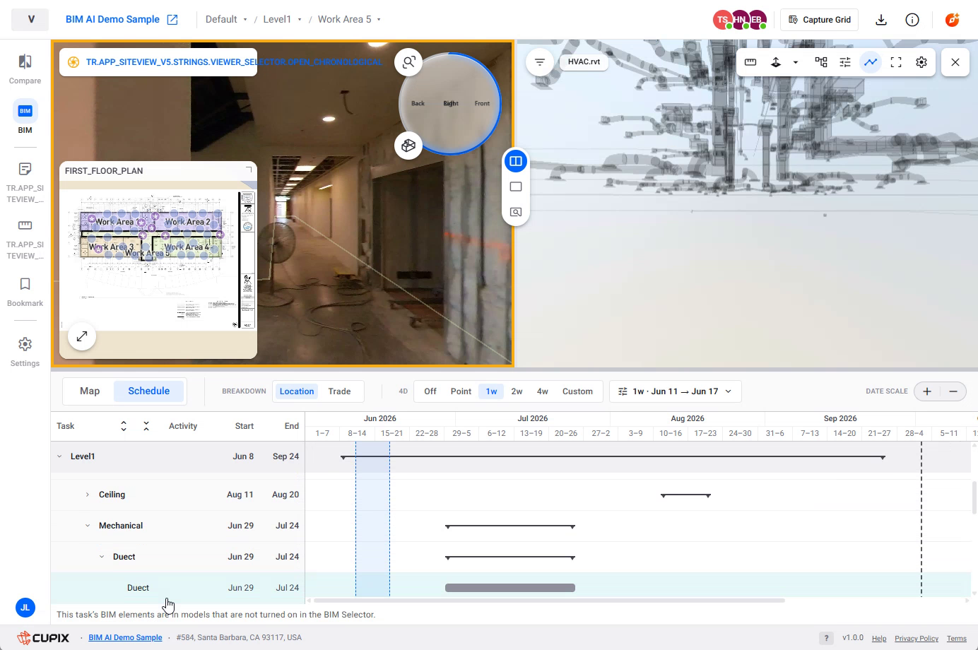 The ghosted wireframe with the not-turned-on message under the Gantt