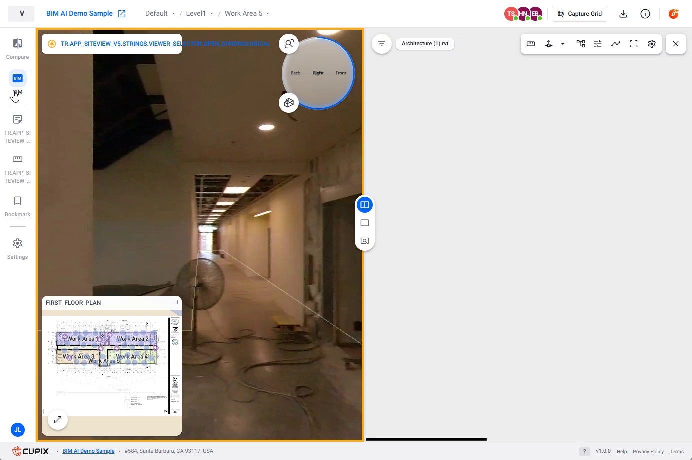 The BIM tool selected in the left rail, model pane still loading