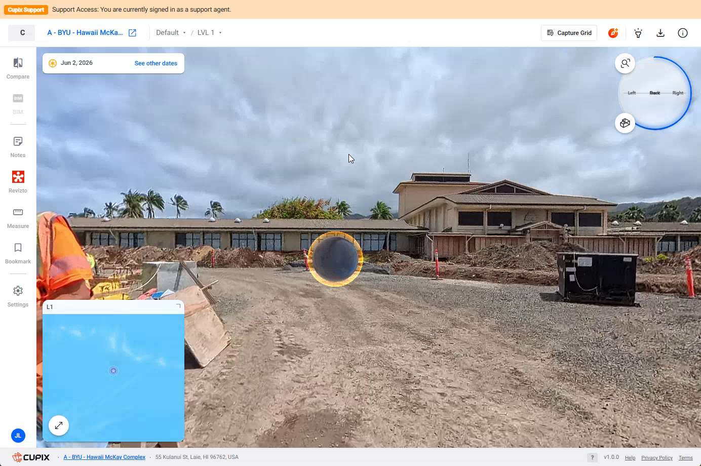A drone level selected, with the work-area selector gone.