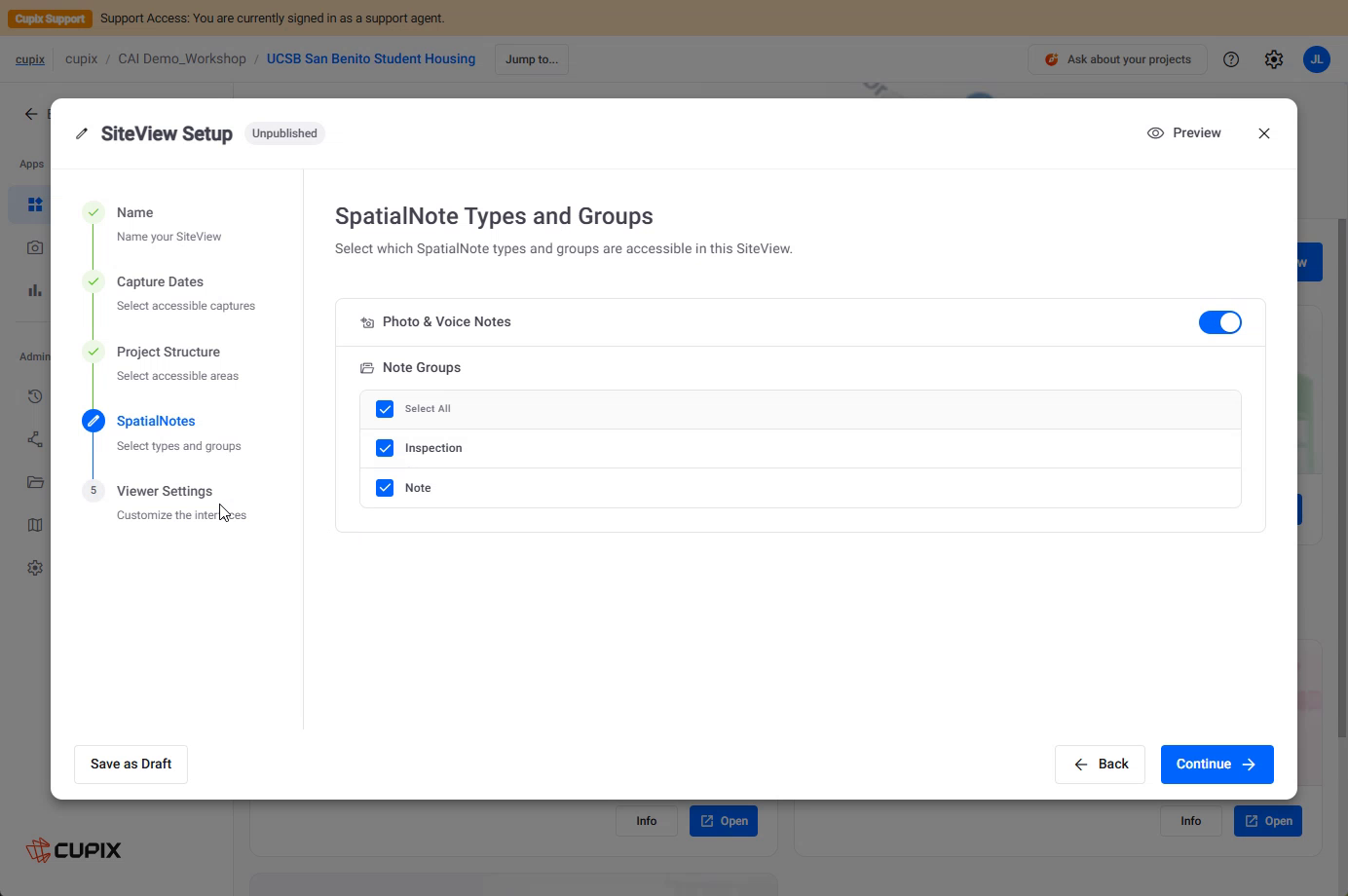 Viewer Settings with a comparison view configured.