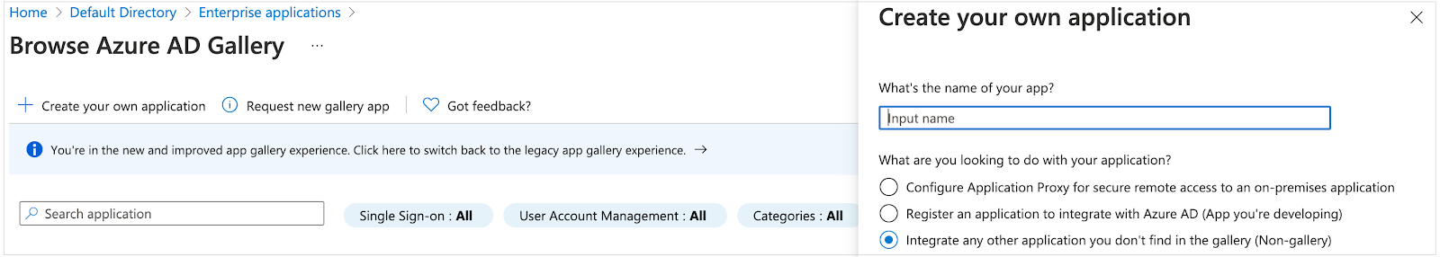 Figure 2: Add an enterprise app in Azure AD