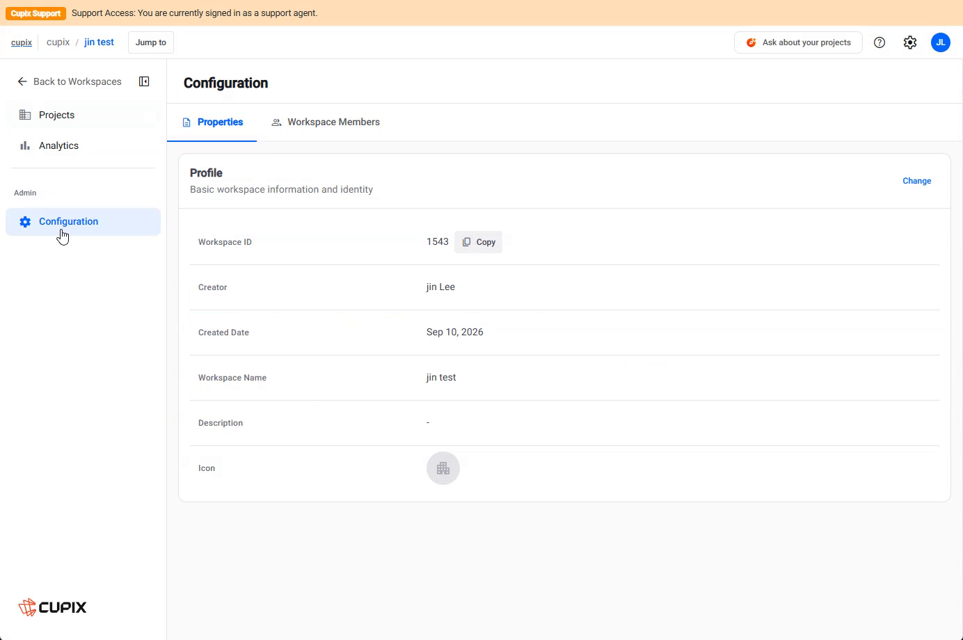Workspace Configuration › Properties