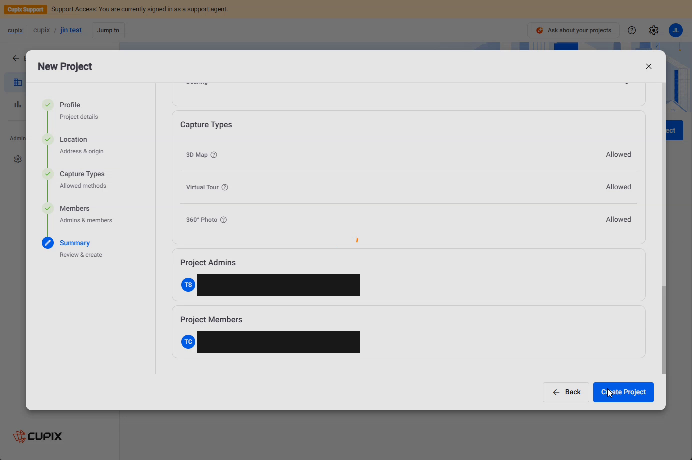 The New Project wizard, Summary step