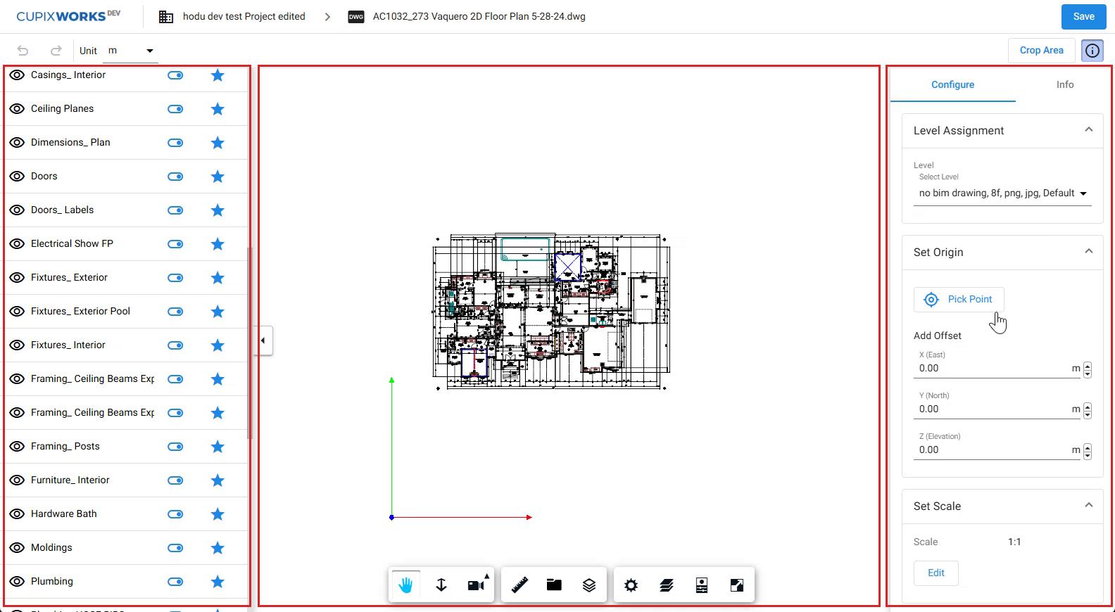 DWG Editor with the layer panel, drawing canvas, and Configure tab outlined