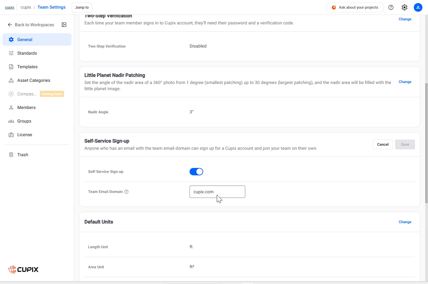 The Self-Service Sign-up card in edit mode