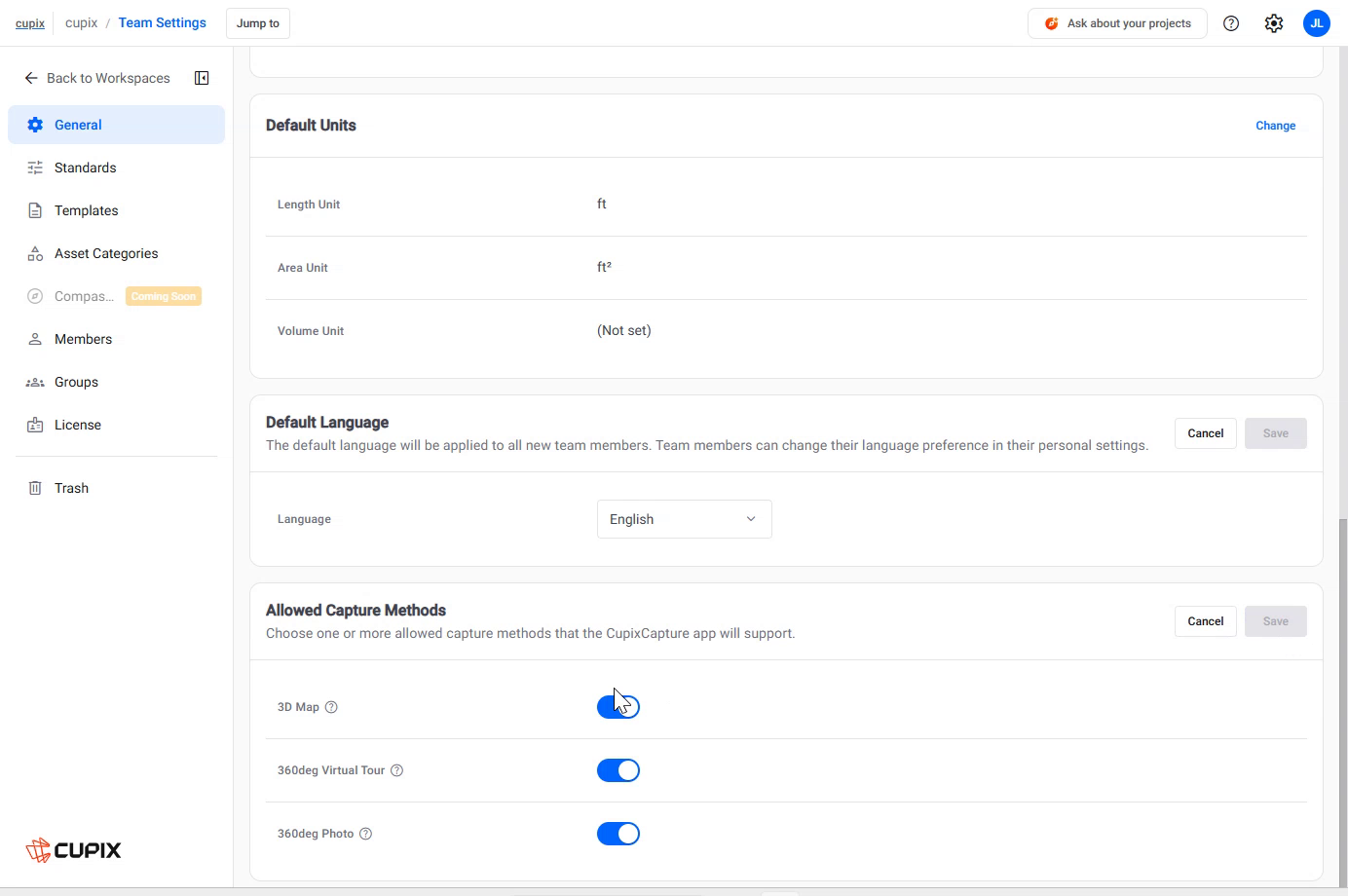The Allowed Capture Methods card in edit mode
