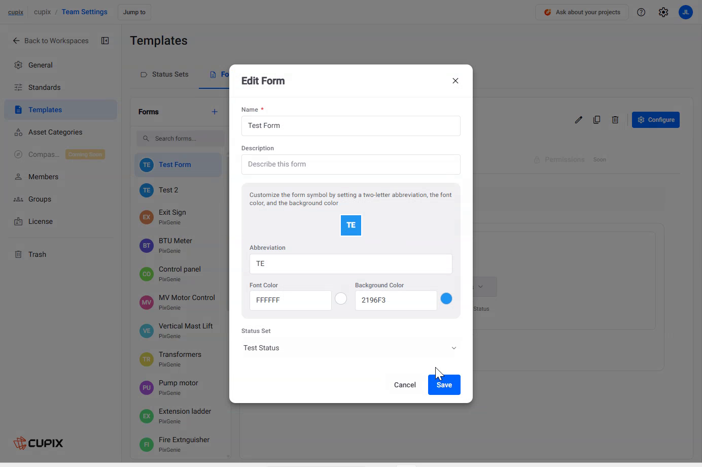 The Edit Form dialog