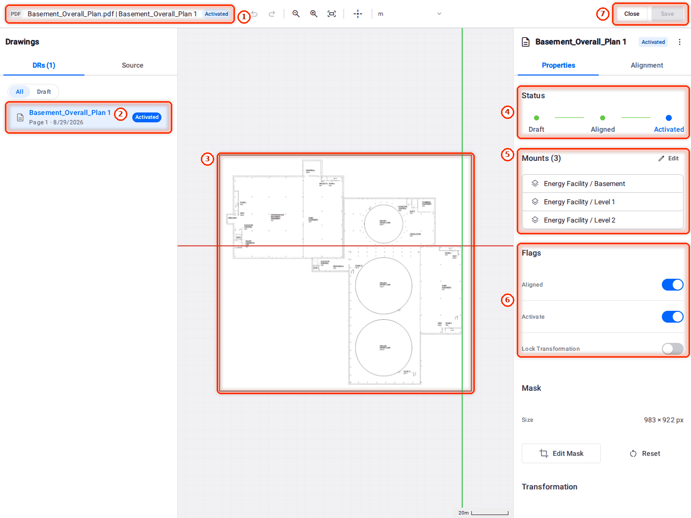 A drawing's Properties tab.