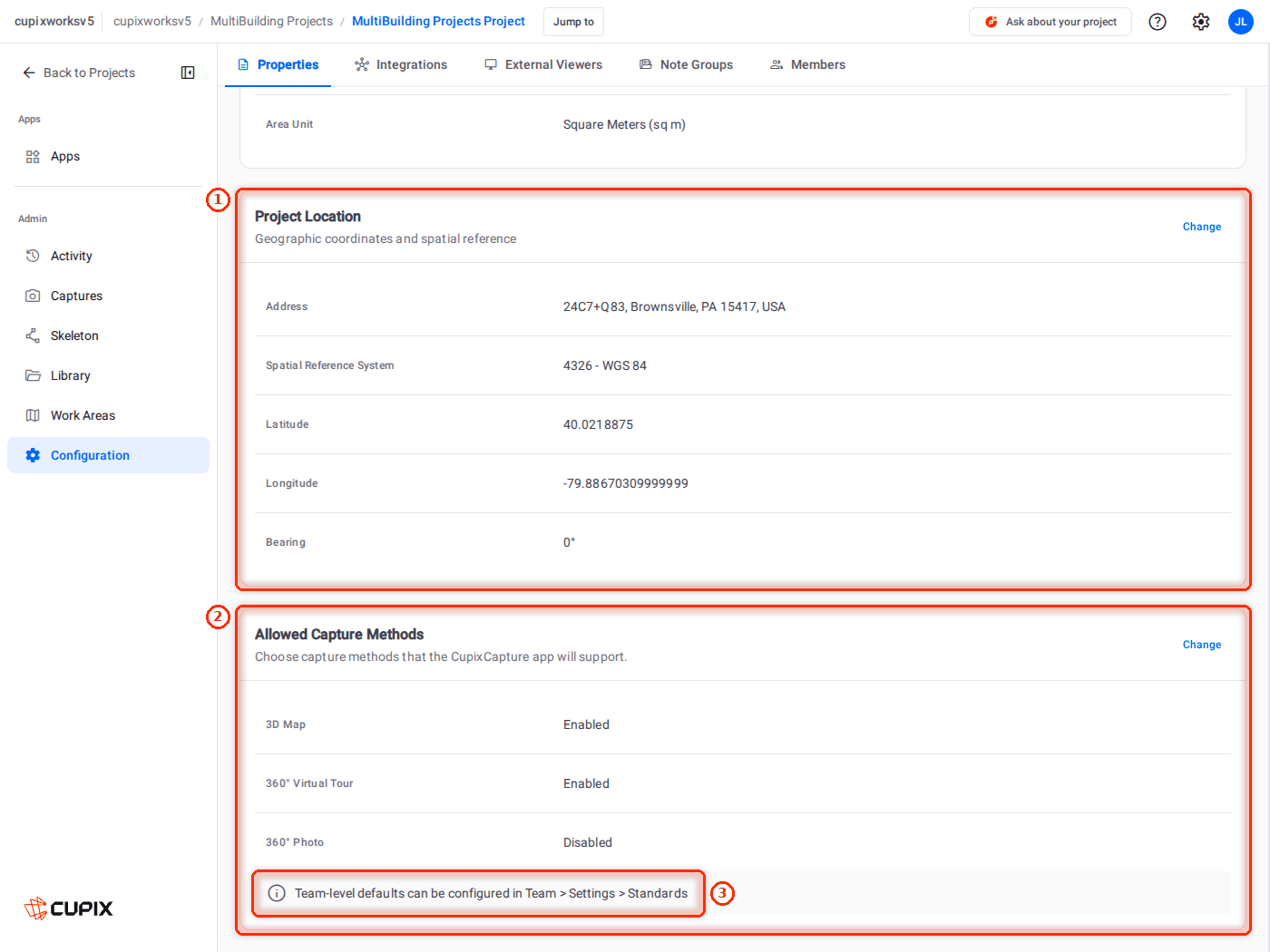 Project Location and Allowed Capture Methods.