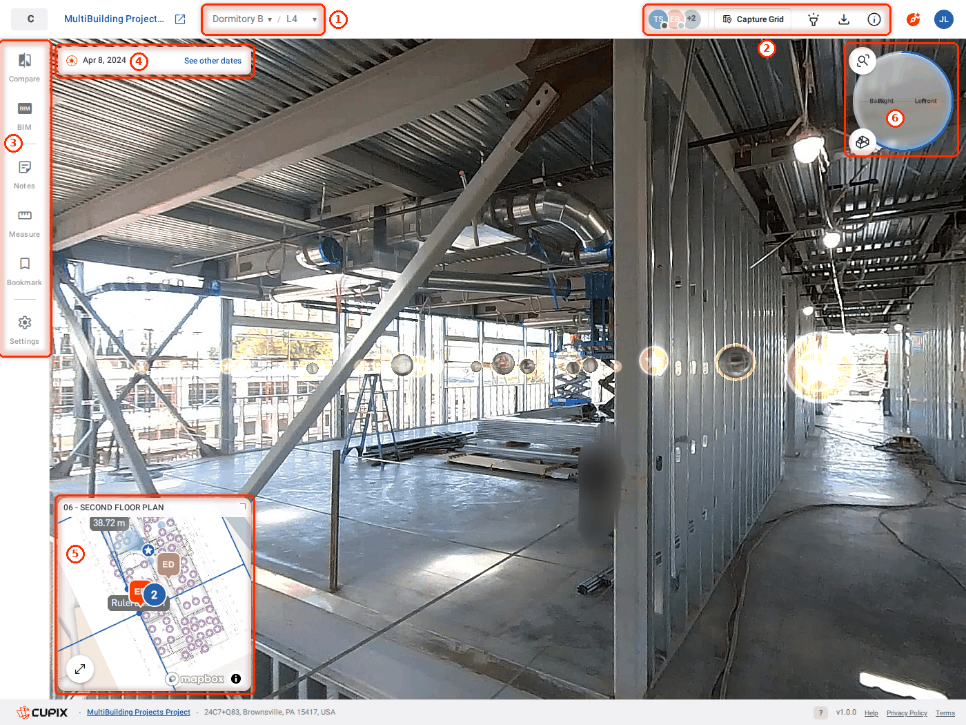 SiteView in first-person mode: Dormitory B, L4, Apr 8, 2024.