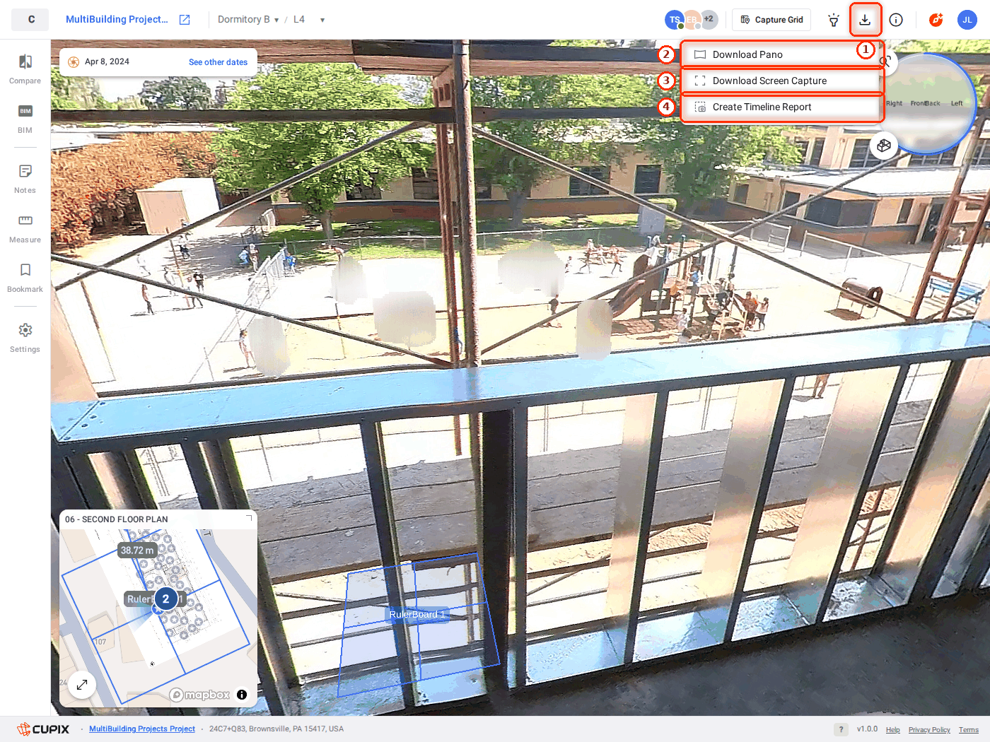 The Download menu in first-person mode.