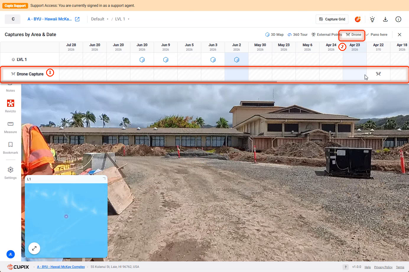 Capture Grid with the Drone Capture row and the Drone legend icon
