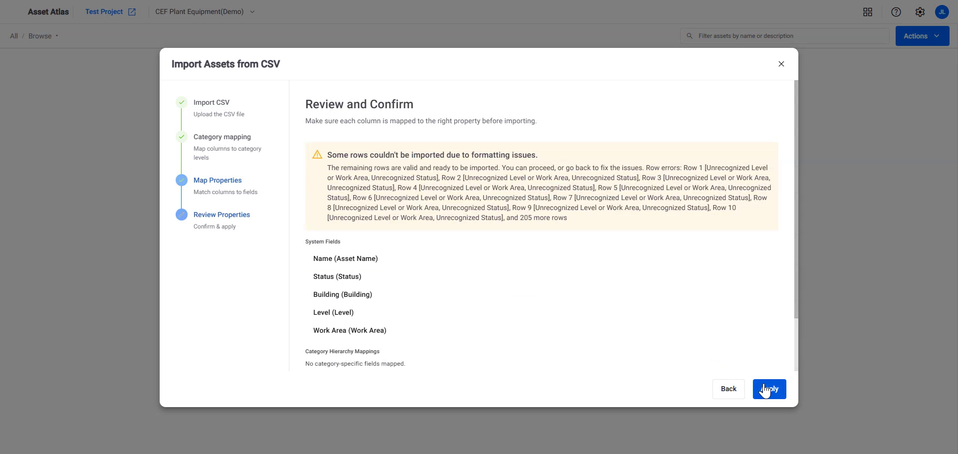 Step 4, the validation summary before apply.