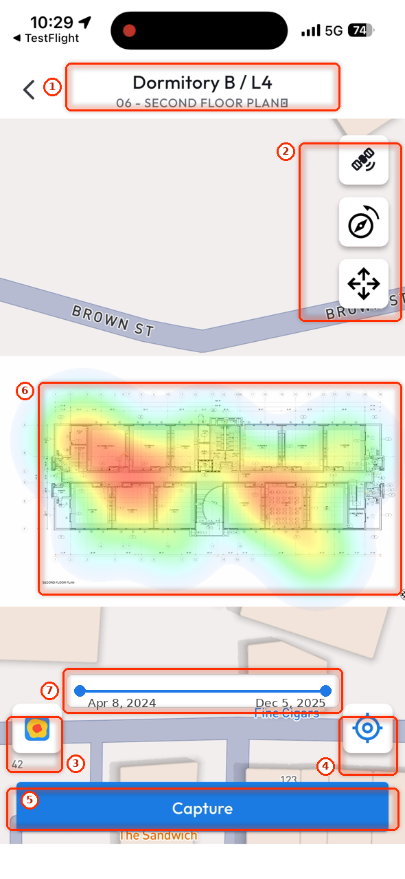 The capture start screen with the Coverage Heatmap (illustrative)