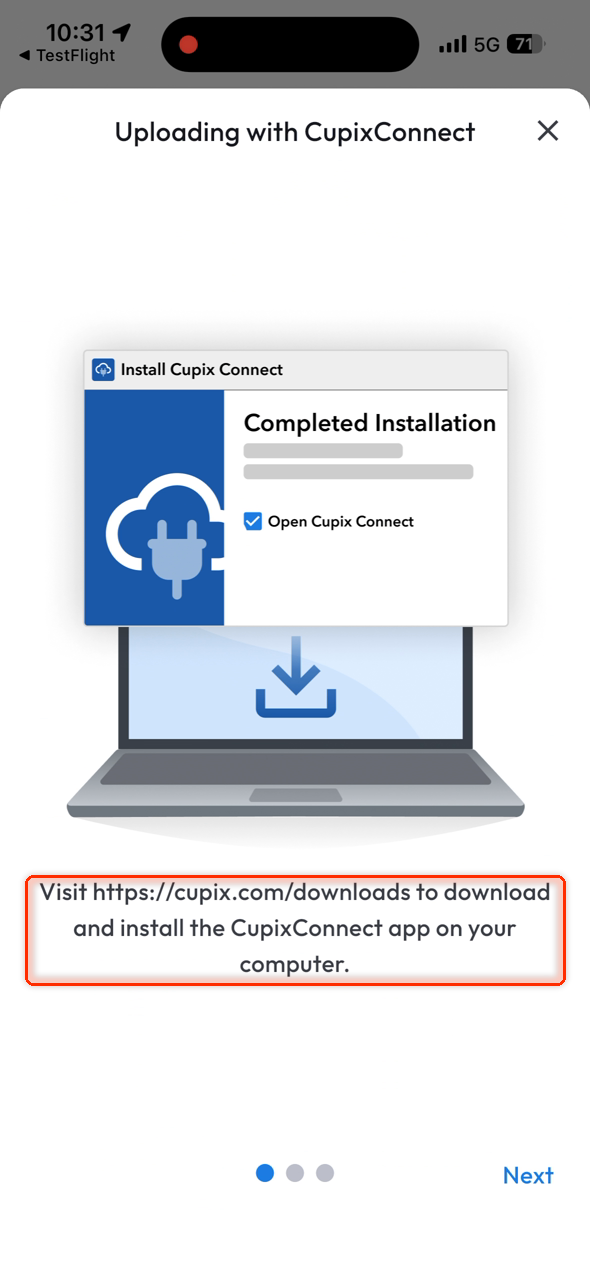 Uploading with CupixConnect