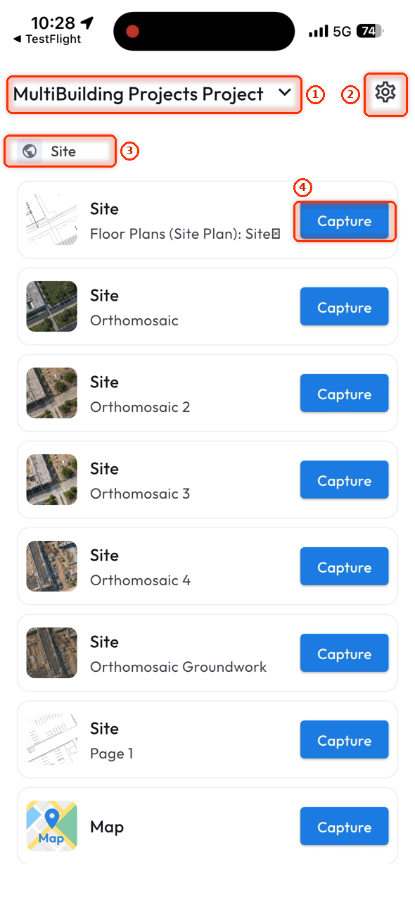 The main page: the project, the Site and its plans