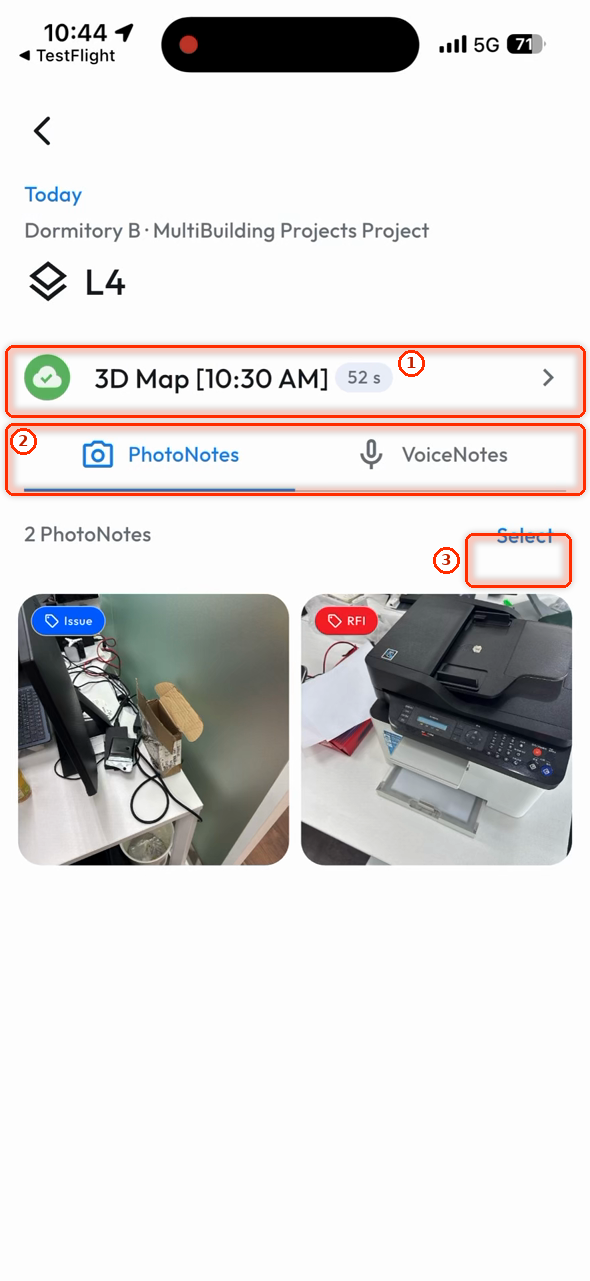 A level's captures and PhotoNotes
