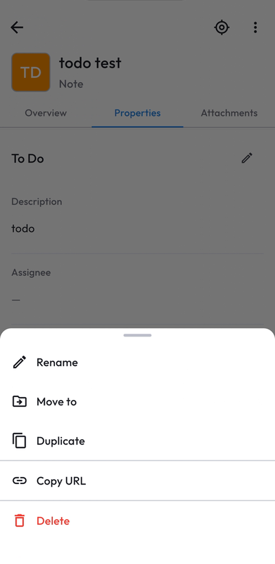 The note menu