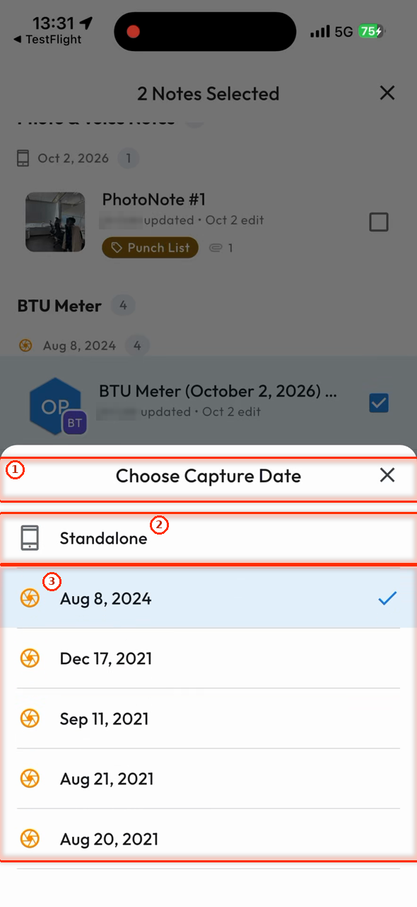 Choose Capture Date