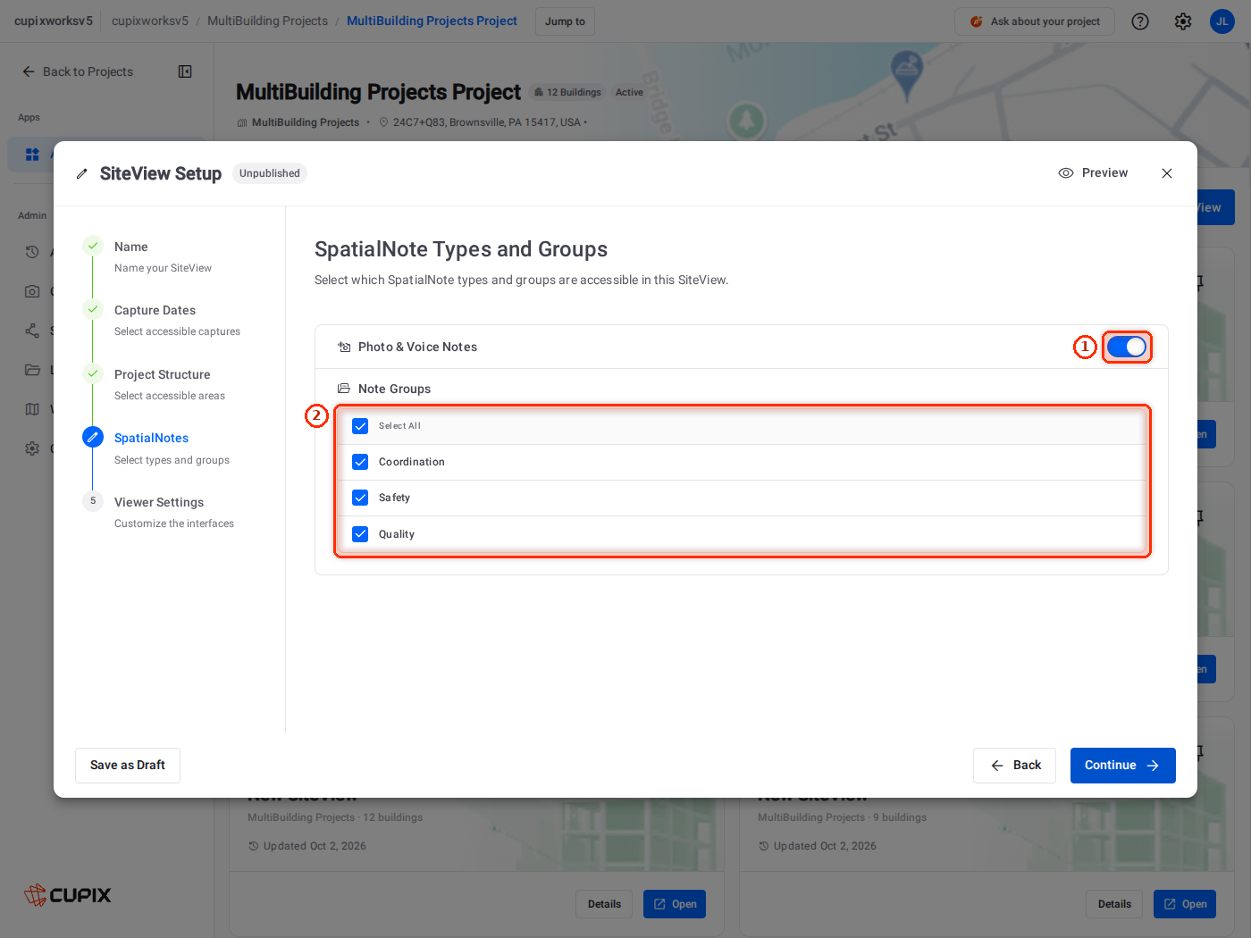 Step 4: SpatialNote types and groups.